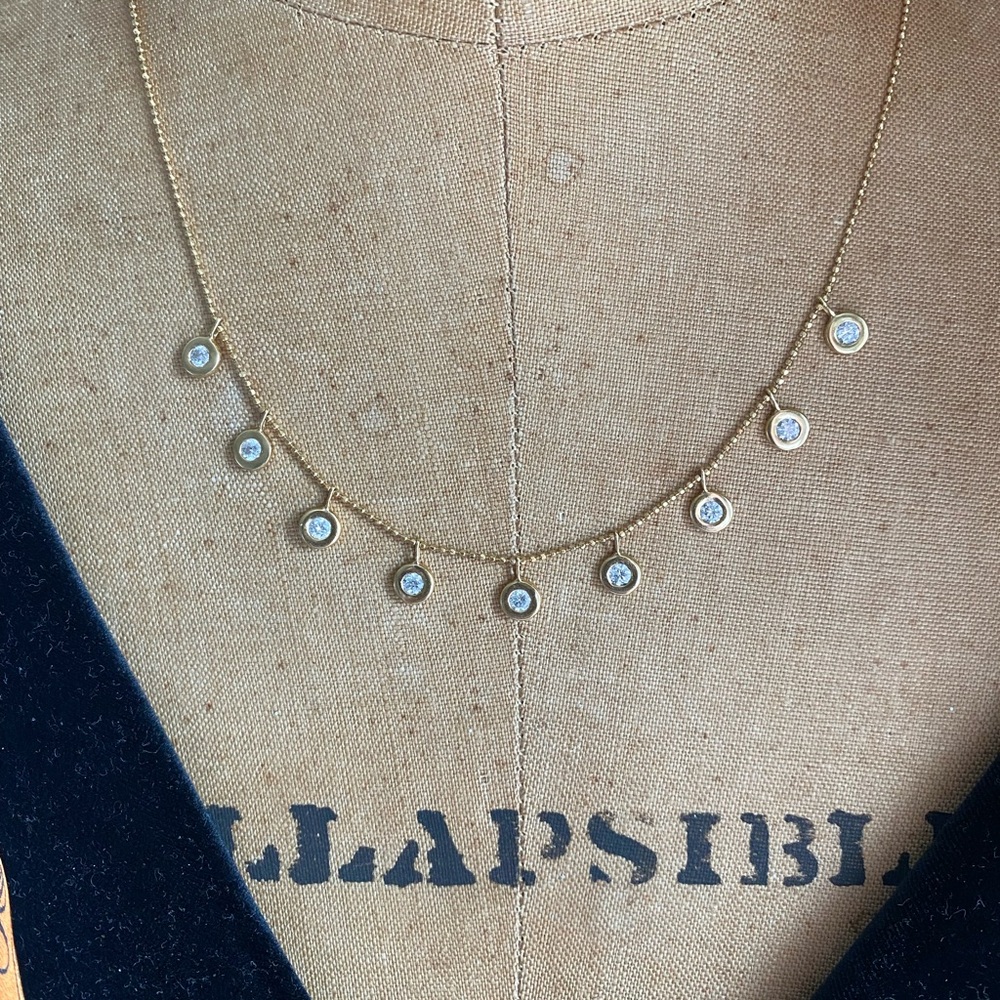 Elegant 14k gold natural diamond dangle nexklace
